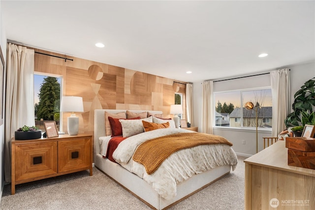 1192 68th Loop SE, Tumwater, WA 98501 - bedroom with light colored carpet, multiple windows, recessed lighting, and baseboards