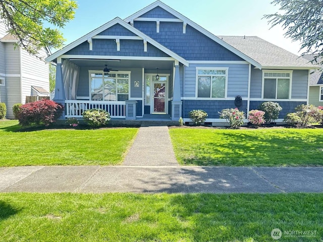 1436 Latham Ct, Dupont, WA 98327 - view of front of property featuring a porch, a front yard, and a ceiling fan