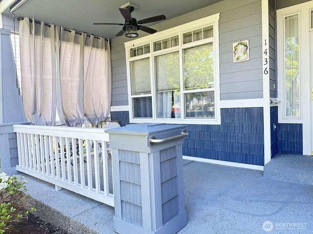 1436 Latham Ct, Dupont, WA 98327 - property entrance featuring covered porch and ceiling fan