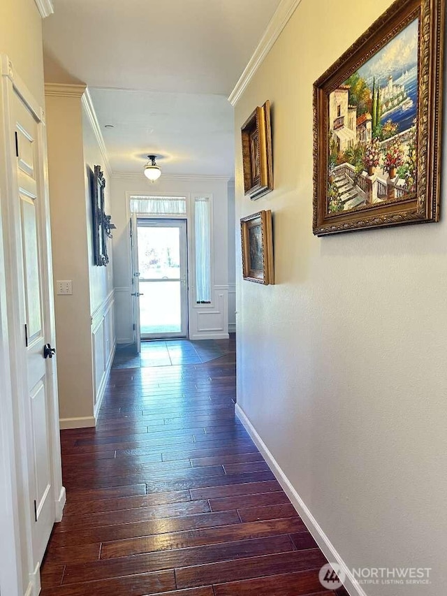 1436 Latham Ct, Dupont, WA 98327 - corridor with crown molding, hardwood / wood-style floors, and baseboards