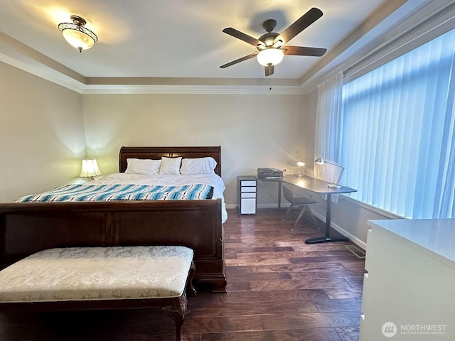 1436 Latham Ct, Dupont, WA 98327 - bedroom featuring wood finished floors, baseboards, a ceiling fan, and crown molding