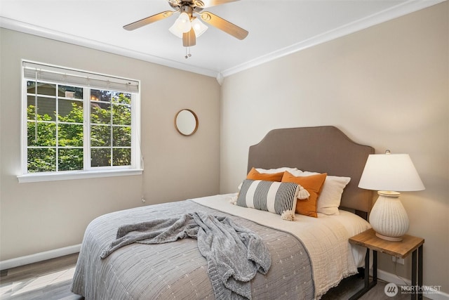 78 Honeycomb Ln, Bellingham, WA 98229 - bedroom featuring wood finished floors, crown molding, and ceiling fan