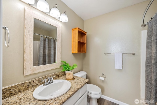 78 Honeycomb Ln, Bellingham, WA 98229 - full bath featuring vanity, a shower with curtain, and wood finished floors