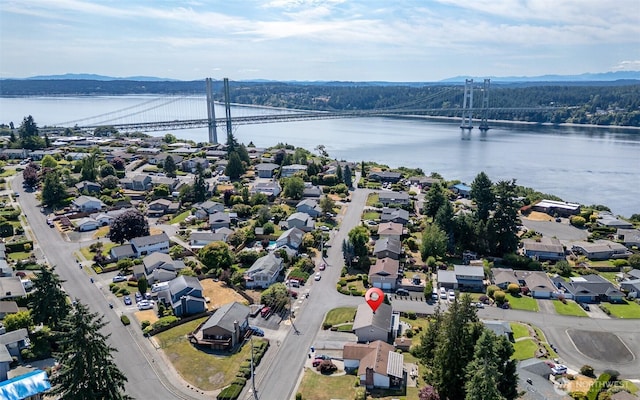 7215 N 23rd, Tacoma, WA 98406 - aerial perspective of suburban area featuring a notable bridge and a large body of water