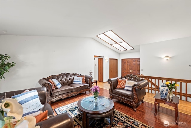 32232 7th Ave SW, Federal Way, WA 98023 - living room featuring a skylight, wood finished floors, and vaulted ceiling