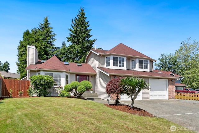 29617 58th Pl S, Auburn, WA 98001 - view of front of house featuring concrete driveway, a chimney, and an attached garage