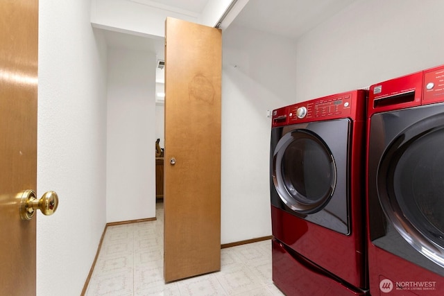 29617 58th Pl S, Auburn, WA 98001 - washroom featuring tile patterned floors, washer and clothes dryer, and baseboards