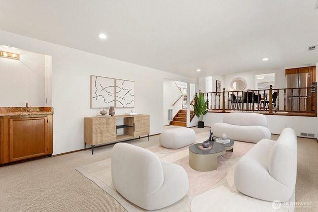 29617 58th Pl S, Auburn, WA 98001 - living area with stairs, recessed lighting, and light colored carpet