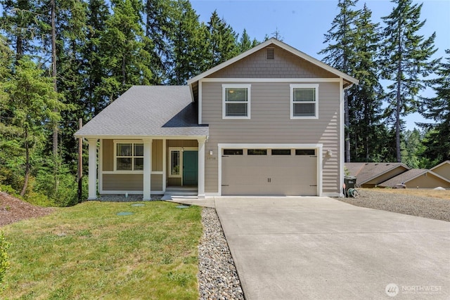 14708 113th St NW, Gig Harbor, WA 98329 - traditional-style home with a garage, driveway, a front lawn, and covered porch