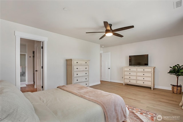 1860 Hoffman Hill Blvd, Dupont, WA 98327 - bedroom featuring light wood-type flooring, baseboards, and ceiling fan