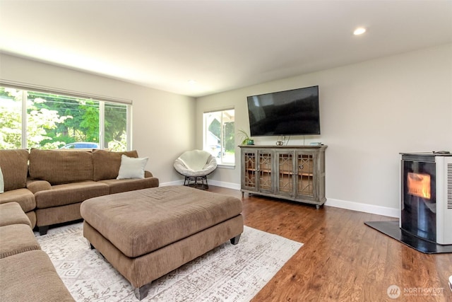 181 Coal Ave, Carbonado, WA 98323 - living area with baseboards, wood finished floors, and recessed lighting