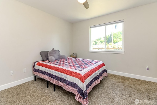 181 Coal Ave, Carbonado, WA 98323 - carpeted bedroom with baseboards and ceiling fan