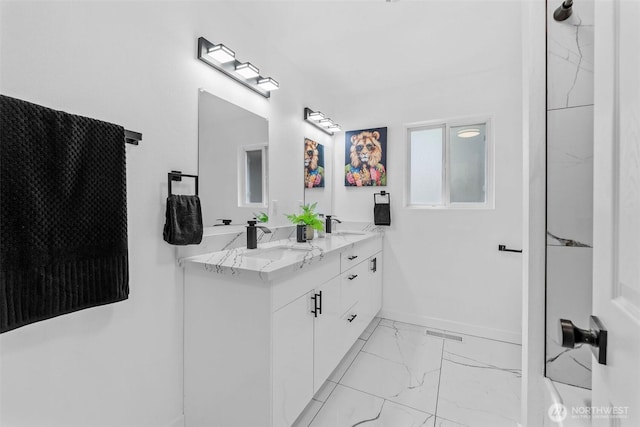 638 SW 299th Pl, Federal Way, WA 98023 - full bathroom with marble finish floors and double vanity