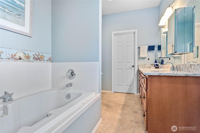 1521 Westview Pl, Lynden, WA 98264 - bathroom with vanity, a bath, baseboards, and tile patterned floors