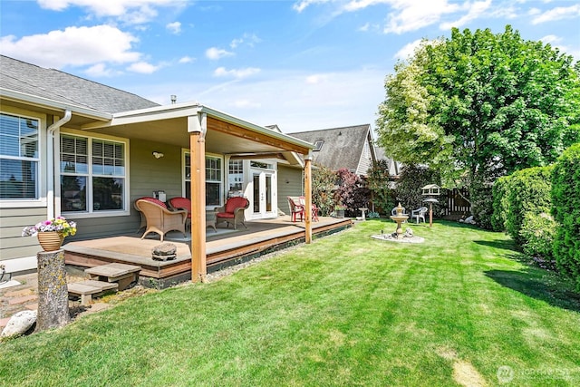 1521 Westview Pl, Lynden, WA 98264 - view of yard with french doors and a deck