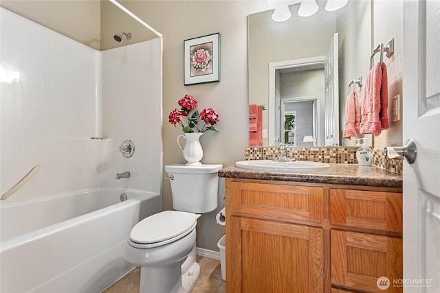 1521 Westview Pl, Lynden, WA 98264 - full bath with toilet, shower / bath combination, vanity, tile patterned flooring, and baseboards