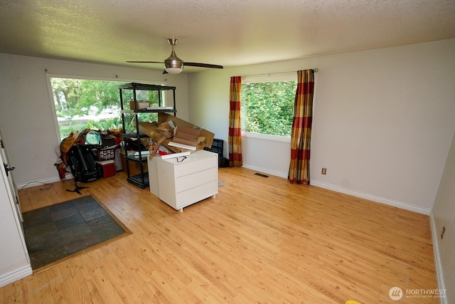 1245 W Axton Rd, Ferndale, WA 98248 - living room featuring light wood-style flooring, ceiling fan, healthy amount of natural light, and baseboards