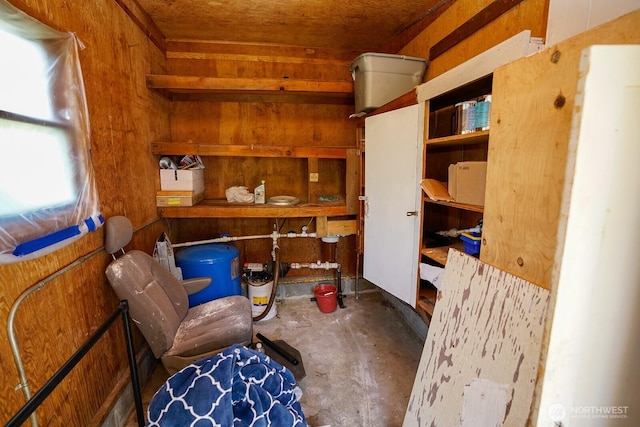 1245 W Axton Rd, Ferndale, WA 98248 - living area with wooden walls and concrete flooring
