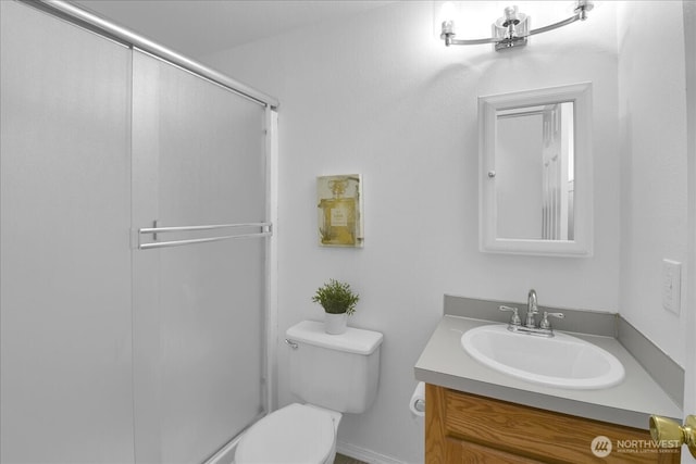 8929 48th Pl W, Mukilteo, WA 98275 - bathroom featuring vanity, a stall shower, and toilet