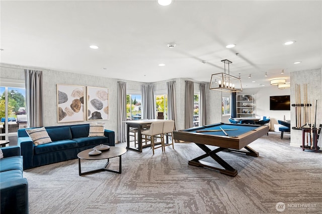 1427 100th St SW Unit 145, Everett, WA 98204 - game room featuring pool table, plenty of natural light, carpet floors, and recessed lighting