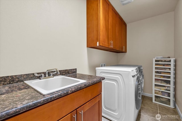 2025 NE 37th Pl, Renton, WA 98056 - laundry room with cabinet space, independent washer and dryer, and light tile patterned flooring