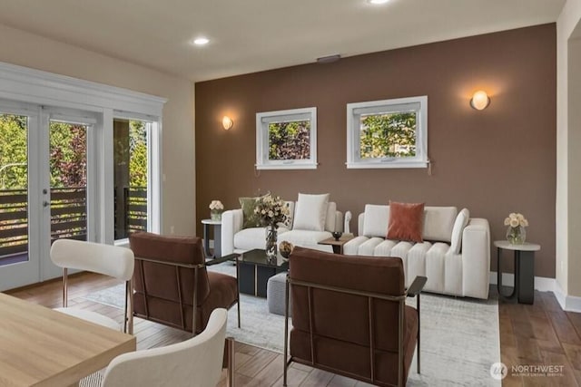 2025 NE 37th Pl, Renton, WA 98056 - living room featuring recessed lighting, wood finished floors, and french doors