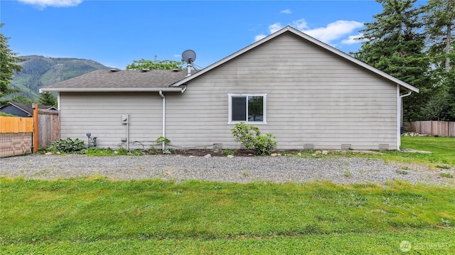 215 19th St, Gold Bar, WA 98251 - view of property exterior with crawl space, a mountain view, and roof with shingles