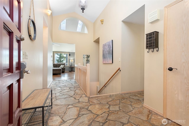 8 Far Summit Pl, Bellingham, WA 98229 - foyer entrance featuring stone floors and high vaulted ceiling