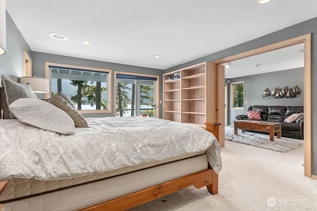 8 Far Summit Pl, Bellingham, WA 98229 - bedroom featuring carpet, multiple windows, access to outside, and recessed lighting