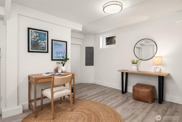 3807 E Jefferson St, Seattle, WA 98122 - office featuring electric panel, light wood-type flooring, and baseboards