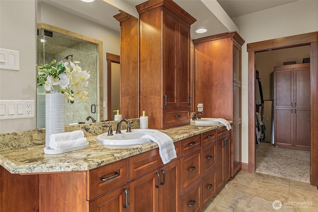 3430 Sevenich Dr, Everett, WA 98201 - bathroom with double vanity and a shower stall