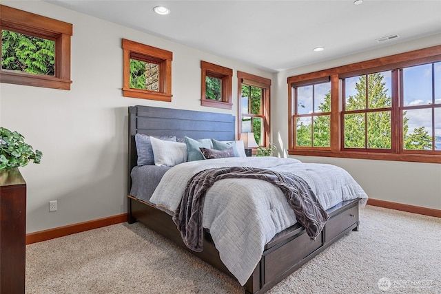 3430 Sevenich Dr, Everett, WA 98201 - bedroom featuring baseboards, light colored carpet, and recessed lighting