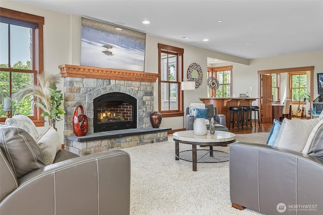 3430 Sevenich Dr, Everett, WA 98201 - living area with a fireplace and recessed lighting