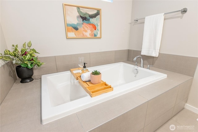 33488 Golden Lakes Ln SE, Black Diamond, WA 98010 - bathroom with a garden tub and tile patterned floors