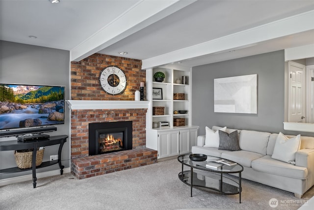 20520 NE 35th Pl, Sammamish, WA 98074 - living area with carpet floors and a brick fireplace