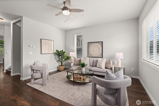 1900 Weaver Rd Unit C106, Snohomish, WA 98290 - living room with wood finished floors and ceiling fan