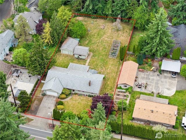 3318 18th Ave SE, Olympia, WA 98501 - aerial view of residential area with property parcel outlined