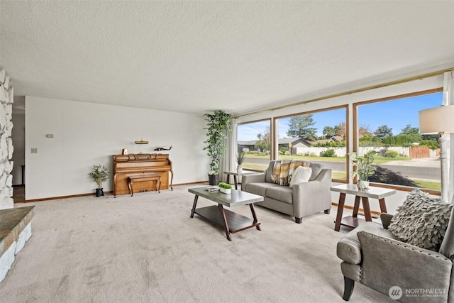 742 I St SW, Quincy, WA 98848 - carpeted living room with a textured ceiling and baseboards
