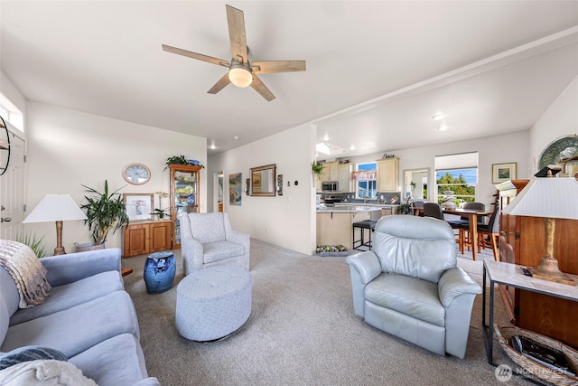 8412 Richard Way, Blaine, WA 98230 - living room with carpet and ceiling fan