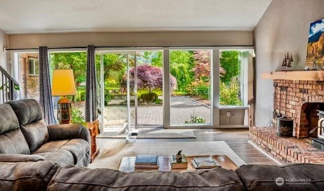 5363 Reese Hill Rd, Sumas, WA 98295 - living room featuring wood finished floors and a fireplace