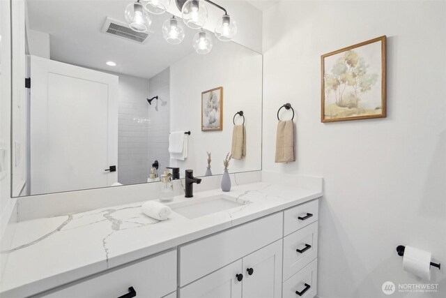 20313B 14th Ave NE, Shoreline, WA 98155 - full bath with vanity, tiled shower, and recessed lighting