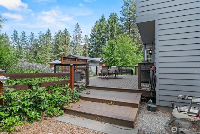 12606 Icicle Ln, Leavenworth, WA 98826 - wooden deck featuring outdoor dining space