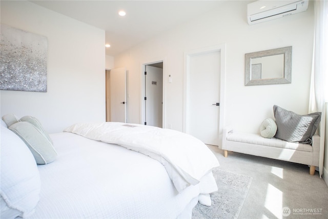 12215 Des Moines Memorial Dr S Unit A, Burien, WA 98168 - carpeted bedroom featuring a wall mounted AC and recessed lighting