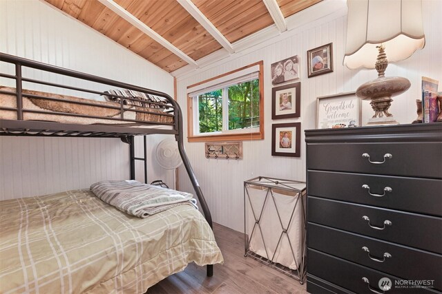 1190 Exit Rd, Maple Falls, WA 98266 - bedroom featuring wood finished floors, wood ceiling, and wooden walls