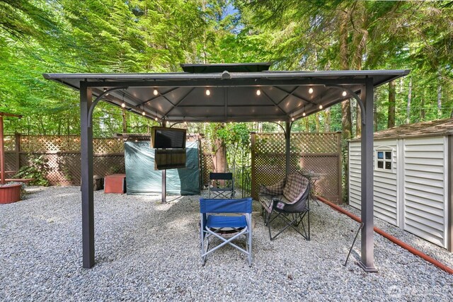 1190 Exit Rd, Maple Falls, WA 98266 - view of patio with a gazebo and a shed