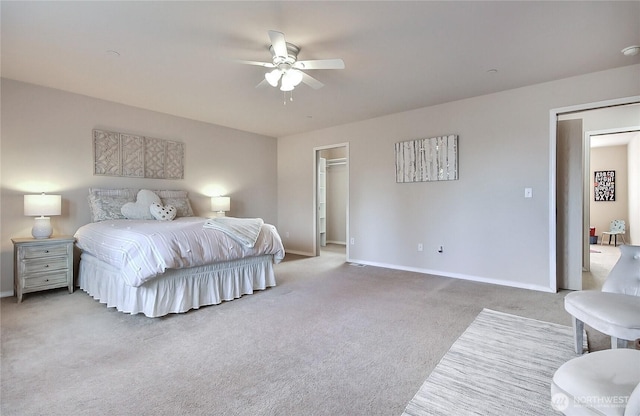 3163 Walker Rd, Dupont, WA 98327 - bedroom featuring carpet flooring, baseboards, a spacious closet, and ceiling fan