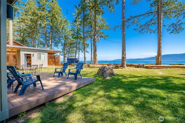 64 Eliza Is, Bellingham, WA 98226 - view of green lawn with a deck with water view