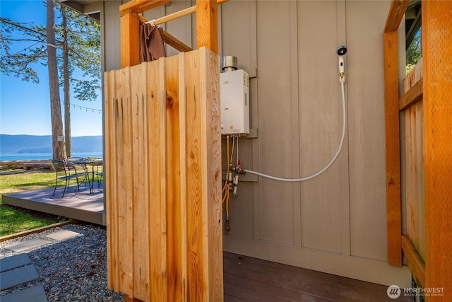 64 Eliza Is, Bellingham, WA 98226 - exterior view of water heater and a mountainous background