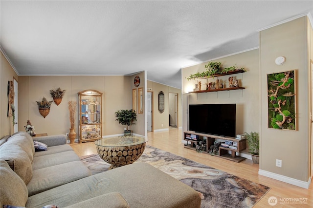 140 Leland Rd, Longview, WA 98632 - living area featuring ornamental molding, light wood-style flooring, and baseboards