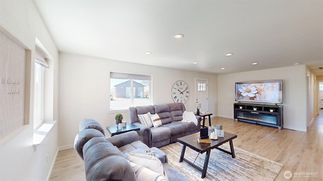 212 Hubbard Rd, Riverside, WA 98849 - living room with light wood-type flooring, recessed lighting, and baseboards